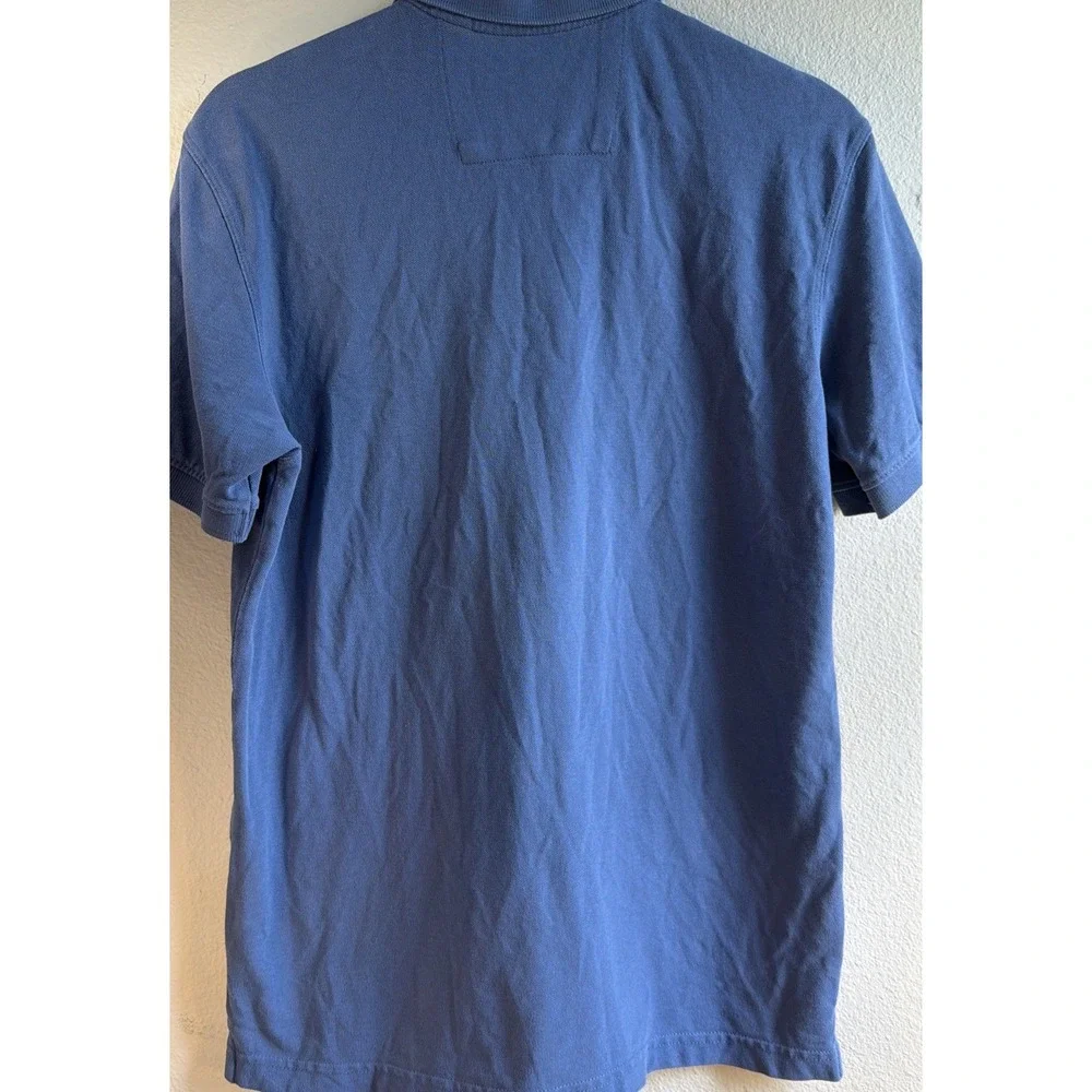 Banana Republic Mens Solid Blue Heritage Elephant Logo Pique Polo Shirt S
